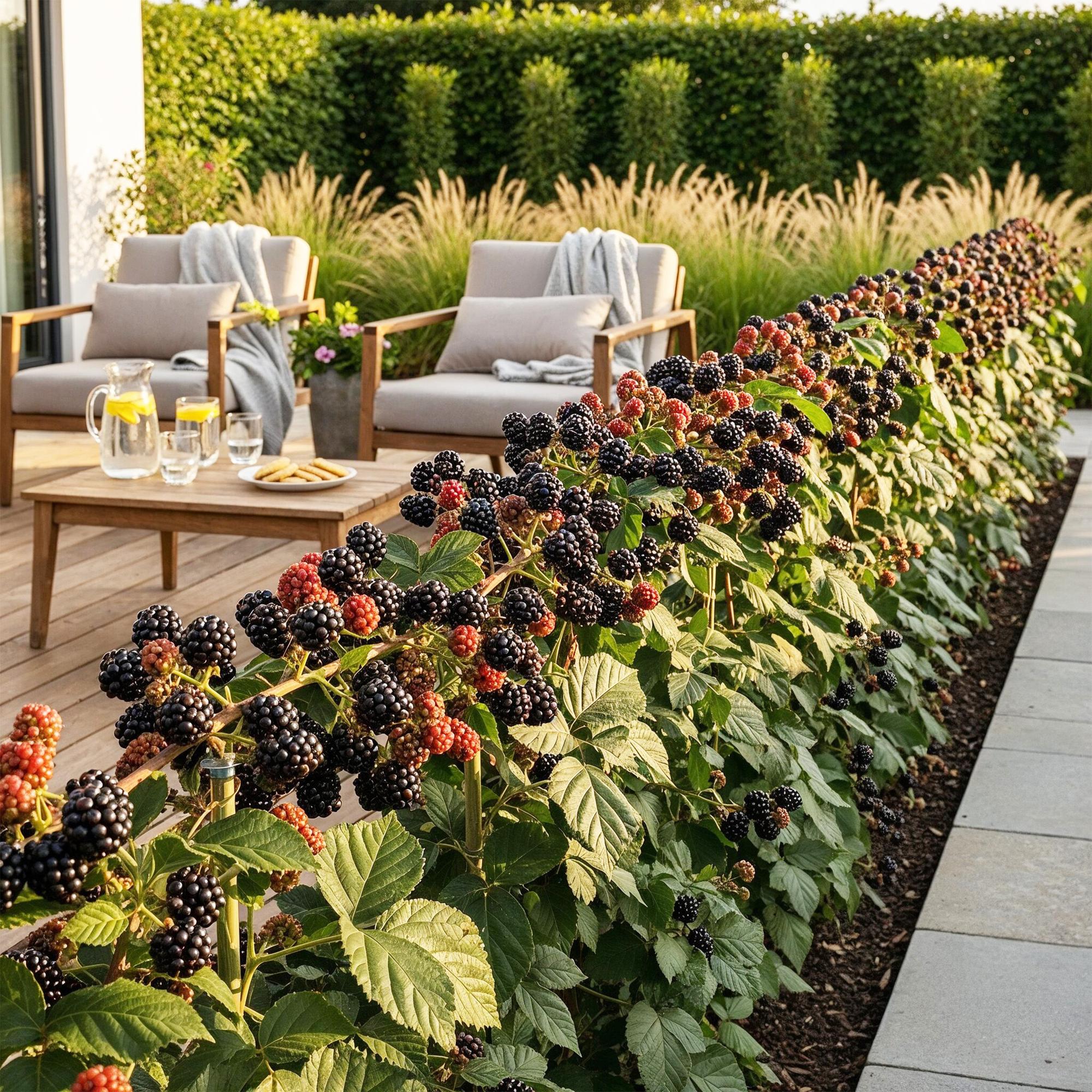 Brombeere 'Black Satin' – 3er-Set (Dornenlos)