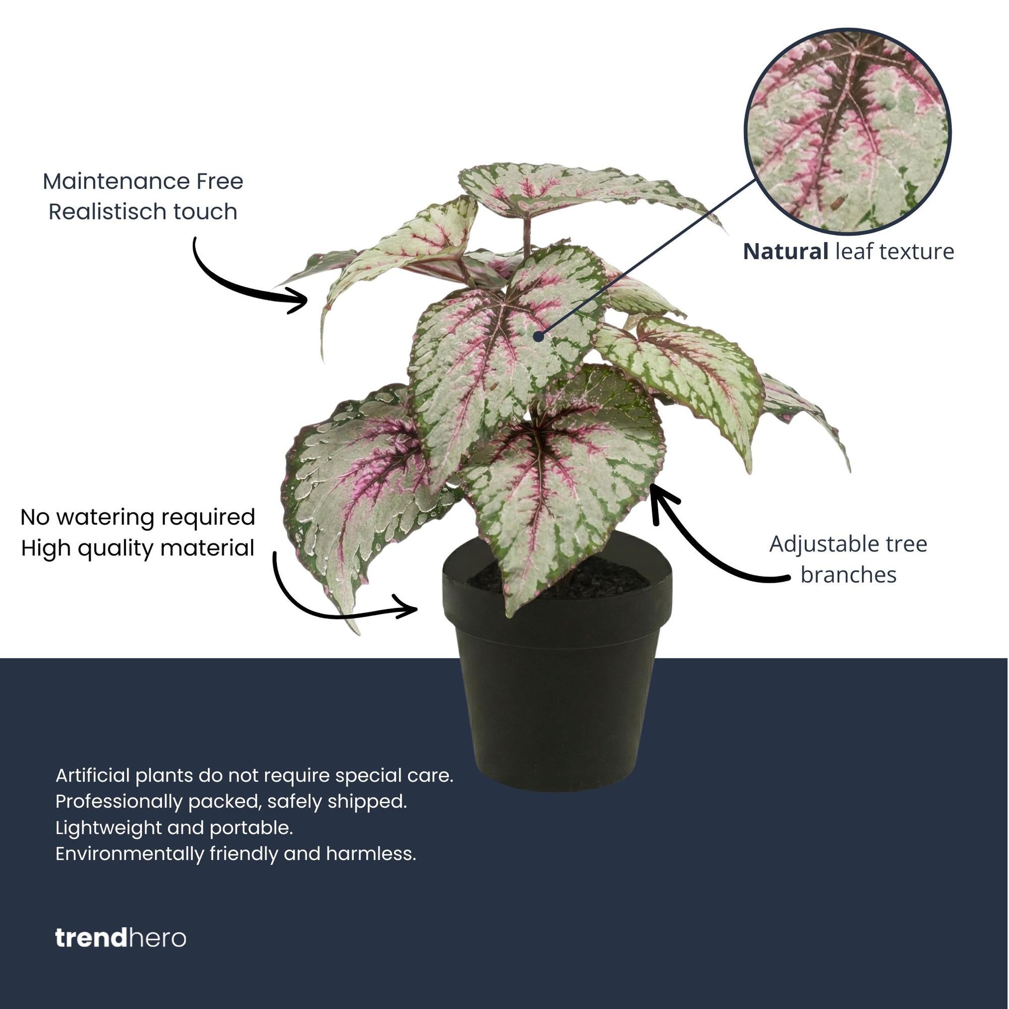 Kunstpflanze Begonia – UV-Resistent (Indoor & Outdoor)